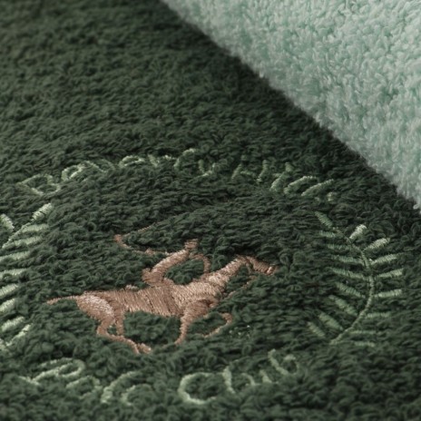 Set 2 prosoape Beverly Hills Polo Club 70x140cm bumbac 100%, verde, densitate 450g/mp