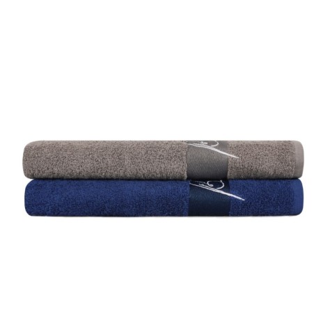 Set 2 prosoape 70x140cm bumbac 100%, BHPC, 409 Bleumarin, Gri