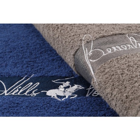 Set 2 prosoape 70x140cm bumbac 100%, BHPC, 409 Bleumarin, Gri