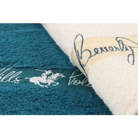 Set 2 prosoape 70x140cm bumbac 100%, BHPC, 409 Crem, Bleumarin