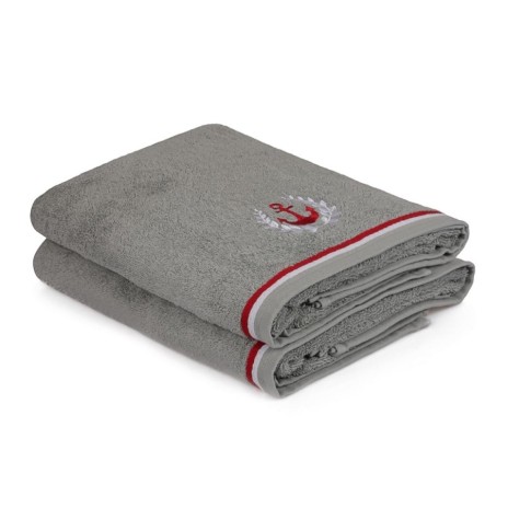 Set 2 prosoape bumbac 70x140 Maritim Gri Hobby Home