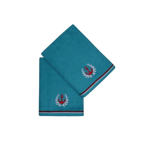 Set 2 prosoape bumbac 70x140 Maritim Turcoaz Hobby Home