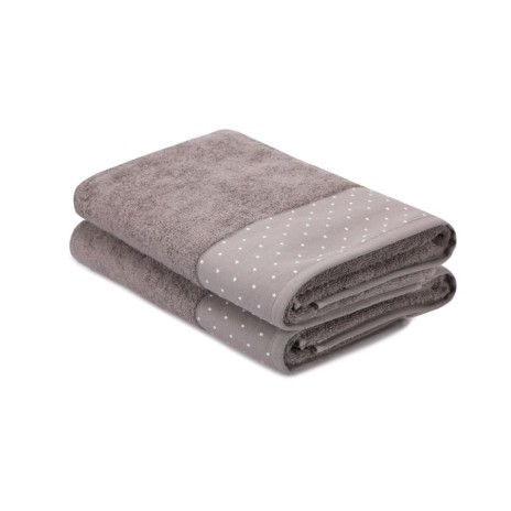 Set 2 prosoape baie 70x140 bumbac Pitircik Maro cu buline