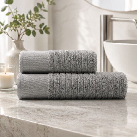Set 2 prosoape baie bumbac 100% jacquard 500 GSM Davinson Gri