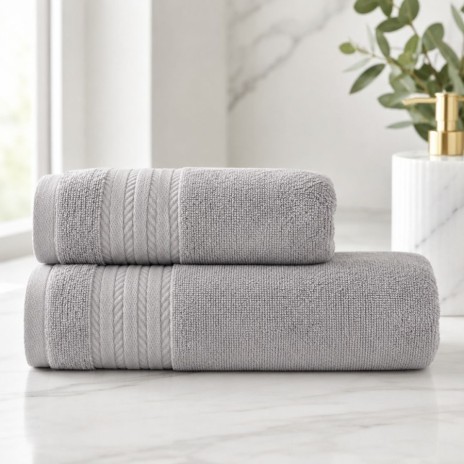 Set 2 prosoape baie bumbac 100% terry 500 GSM Micra gri