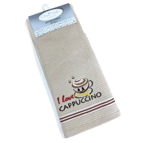 Set 2 prosoape bucatarie bumbac 100%, I Love Cappuccino