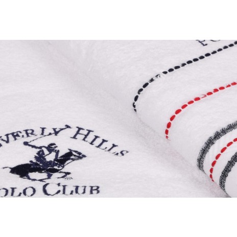 Set 2 prosoape bumbac 100%, Beverly Hills Polo Club, Alb 50x90cm,Fitilli