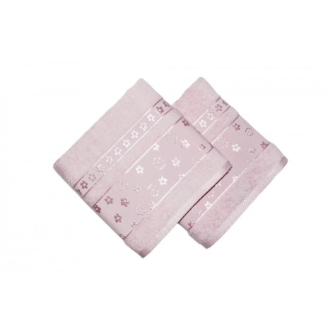 Set 2 prosoape bumbac 100%, bordura jacquard, Bahar Home, Spring - Pink