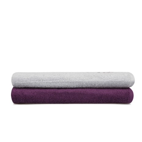 Set 2 prosoape bumbac 100%,BHPC, 70x140cm, 402 Purple/Light Grey