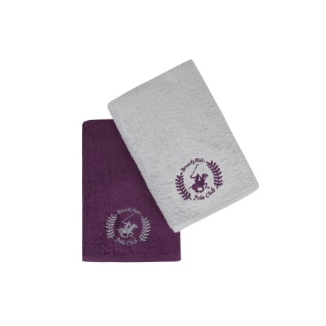 Set 2 prosoape bumbac 100%,BHPC, 70x140cm, 402 Purple/Light Grey