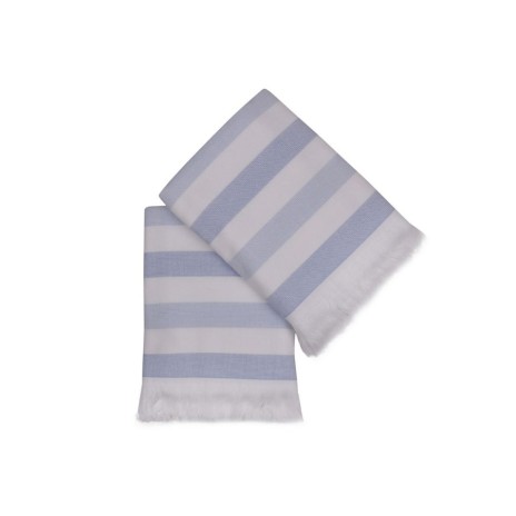 Set 2 prosoape cu franjuri bumbac 50x90 Stripe Bleu Hobby Home