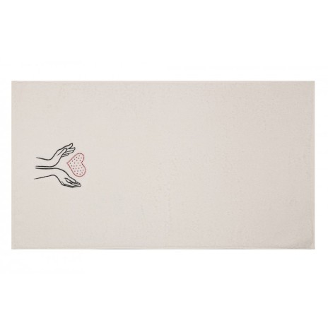Set 2 prosoape de baie cu broderie, Saheser, bumbac 100%, Inima in palma