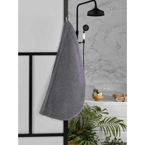 Set 2 prosoape de par cu nasture din bumbac 100%, Bone Grey