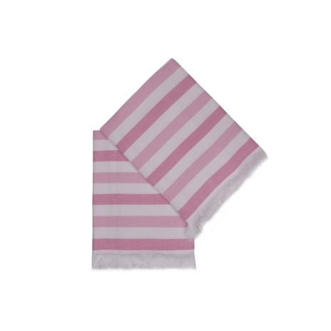 Prosop de plaja cu franjuri, bumbac 100%, 70X140 cm, Stripe Pink