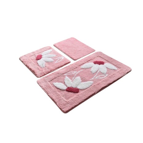 Set 3 covorase baie acril, Alessia Home, Daisy Pink