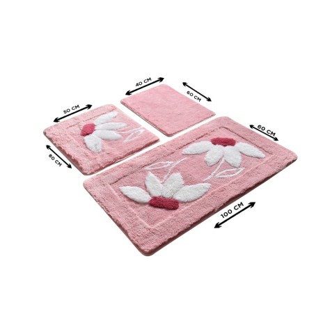 Set 3 covorase baie acril, Alessia Home, Daisy Pink