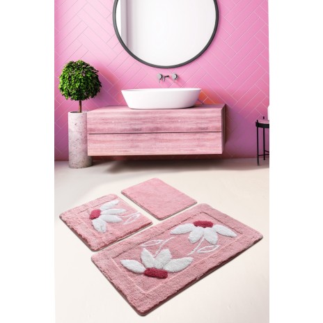 Set 3 covorase baie acril, Alessia Home, Daisy Pink