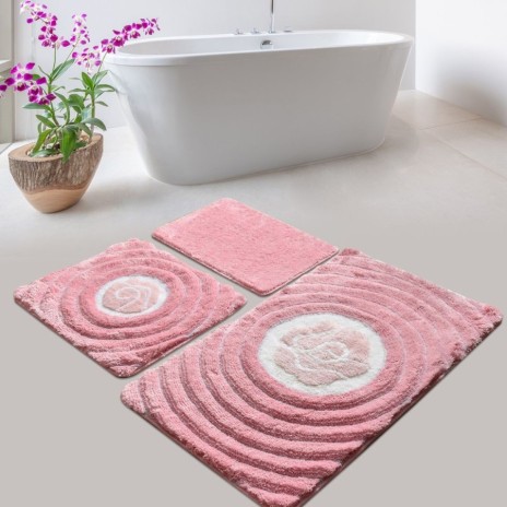 Set 3 covorase baie acril, Alessia Home, Floria Pink