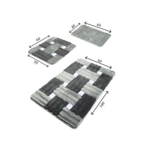 Set 3 covorase baie acril, Alessia Home, Piazza Grey