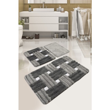 Set 3 covorase baie acril, Alessia Home, Piazza Grey