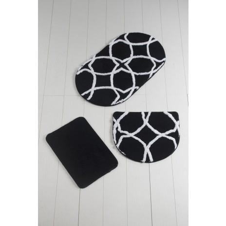 Set 3 covorase baie acril, Chilai Home, Bonne Oval Negru