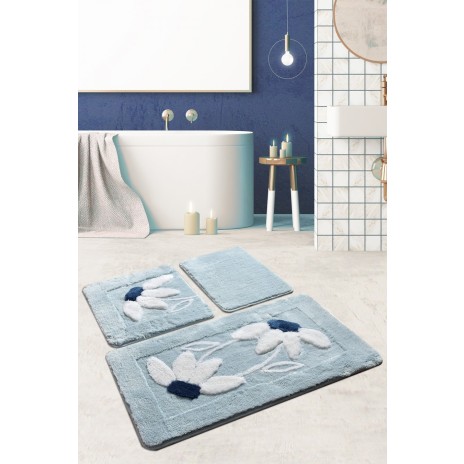 Set 3 covorase baie acril, Chilai Home, Daisy Blue