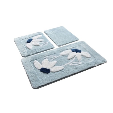 Set 3 covorase baie acril, Chilai Home, Daisy Blue