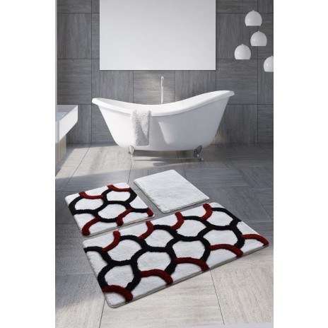 Set 3 covorase baie acril, Chilai Home, Elegant Red