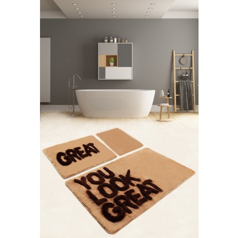 Set 3 covorase baie acril, Chilai Home, Great Brown