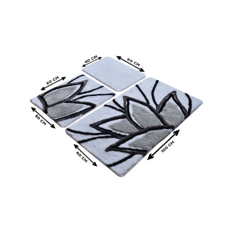 Set 3 covorase baie acril, Chilai Home, Lotus - Grey