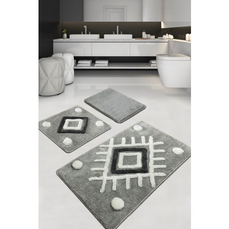 Set 3 covorase baie acril, Chilai Home, Punica Grey
