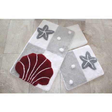 Set 3 covorase baie, Alessia Home, Star Fish gri