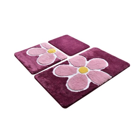 Set 3 covorase baie acril, Alessia Home, Flower Purple