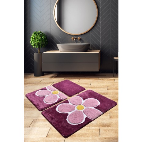 Set 3 covorase baie acril, Alessia Home, Flower Purple