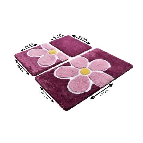 Set 3 covorase baie acril, Alessia Home, Flower Purple