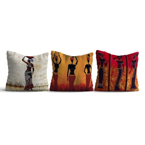 Set 3 fete perna decorative 43x43cm, Africa