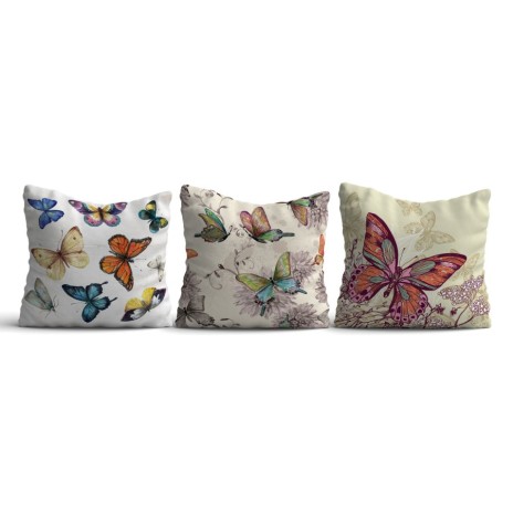 Set 3 fete perna decorative 43x43cm, Fluturi