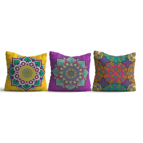Set 3 fete perna decorative 43x43cm, Mandala 01