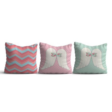 Set 3 fete perna decorative 43x43cm, Stripe and Angels