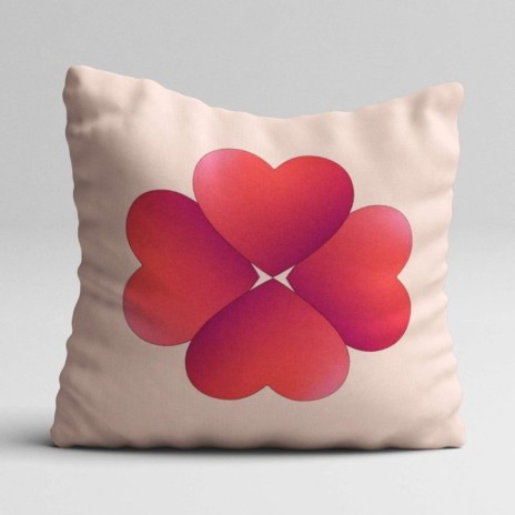 Set 3 fete perna decorative 43x43 cm cu inimioare, soare si model grafic in nuante de roz, rosu si burgundy