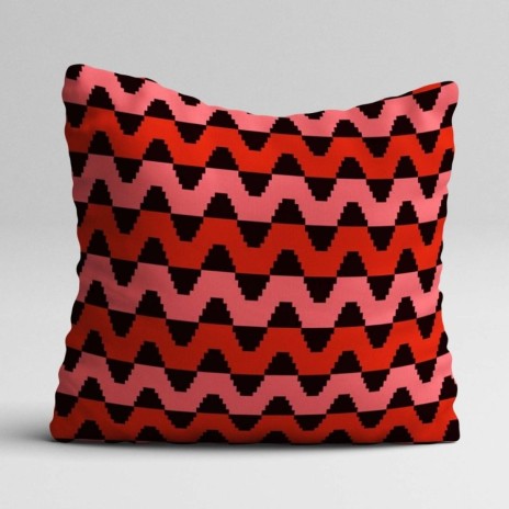 Set 3 fete perna decorative 43x43 cm cu inimioare, soare si model grafic in nuante de roz, rosu si burgundy