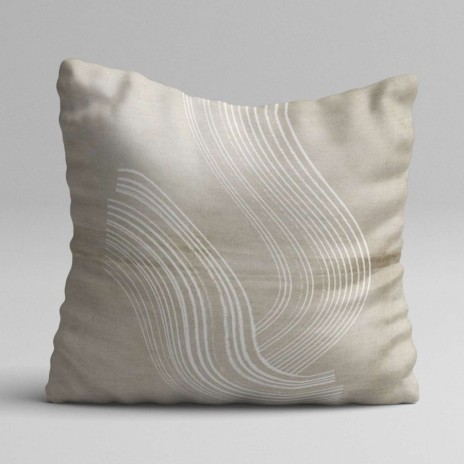 Set 3 fete perna decorative 43x43 cm cu design abstract in nuante de bej cu alb