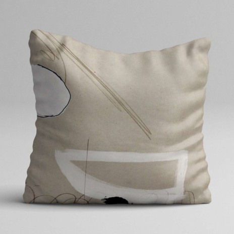Set 3 fete perna decorative 43x43 cm cu design abstract in nuante de bej cu alb