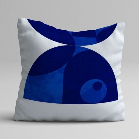 Set 3 fete de perna decorative 43x43 cm model Abstract Albastru pe fundal alb
