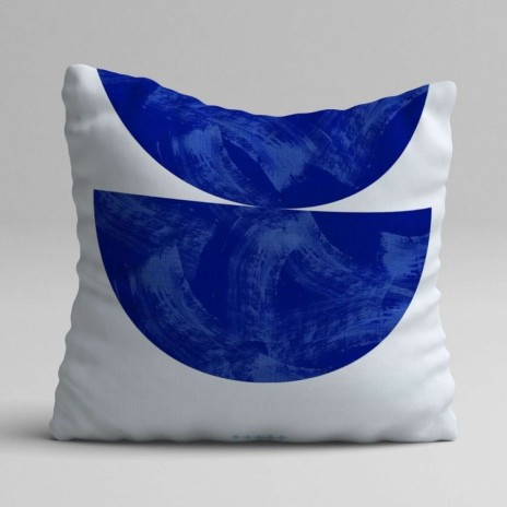 Set 3 fete de perna decorative 43x43 cm model Abstract Albastru pe fundal alb