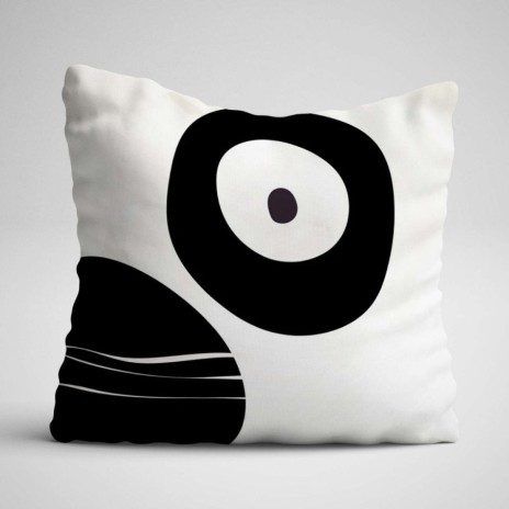 Set 3 fete perna decorative 43x43 cm cu design Abstract Alb/Negru/Gril pentru un decor modern