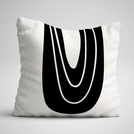 Set 3 fete perna decorative 43x43 cm cu design Abstract Alb/Negru/Gril pentru un decor modern