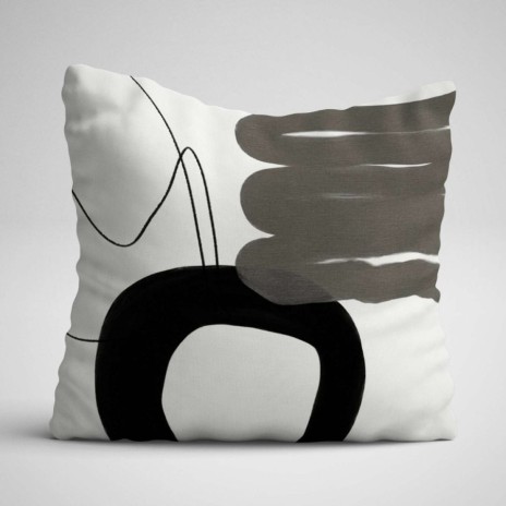 Set 3 fete perna decorative 43x43 cm cu design Abstract Alb/Negru/Gril pentru un decor modern