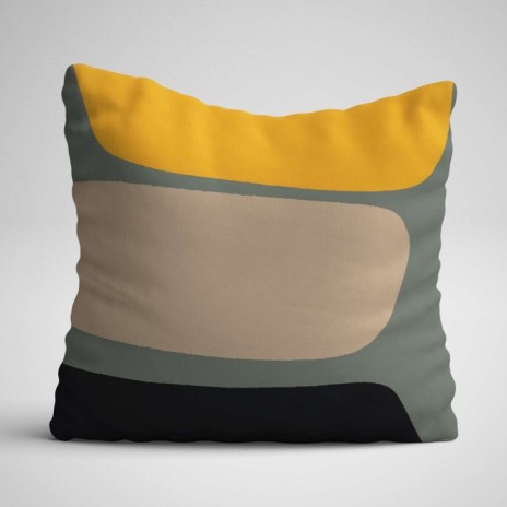 Set 3 fete perna decorative 43x43 cm cu design Abstract in tonuri pamantii pentru un decor modern
