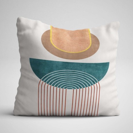 Set 3 fete perna decorative 43x43 cm cu design geometric pastel in nuante degalben, albastru, verde, alb